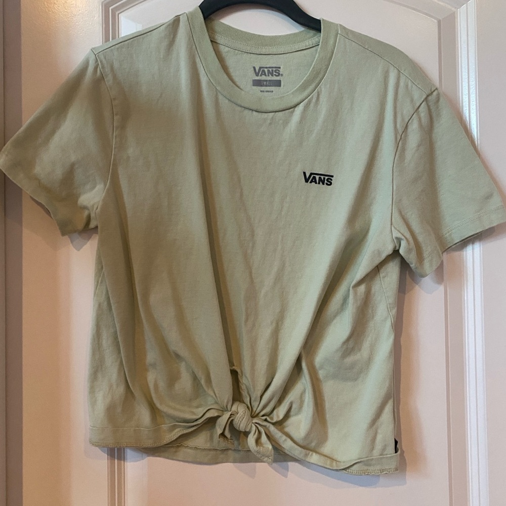 Vans off the wall knot front tie t-shirt in green